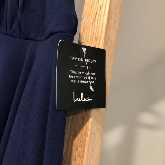 Lulus Navy Blue Long Chiffon Maxi Dress - NWT, Small - Picture 4 of 8